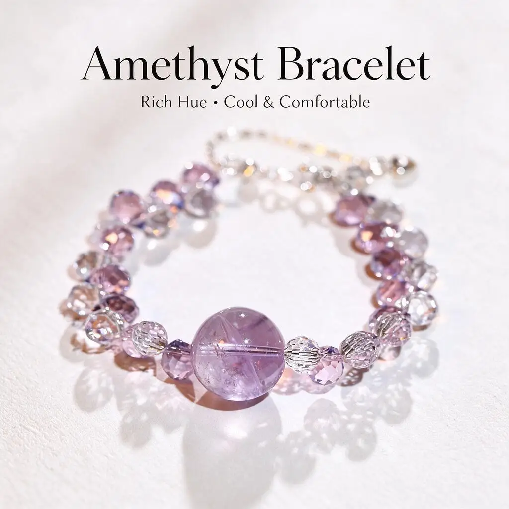 Custom Dainty Purple Crystal Beaded Bracelet For Women Elegant Luxury Adjustable Versatile Fashion Jewelry Gift For Daily Wear