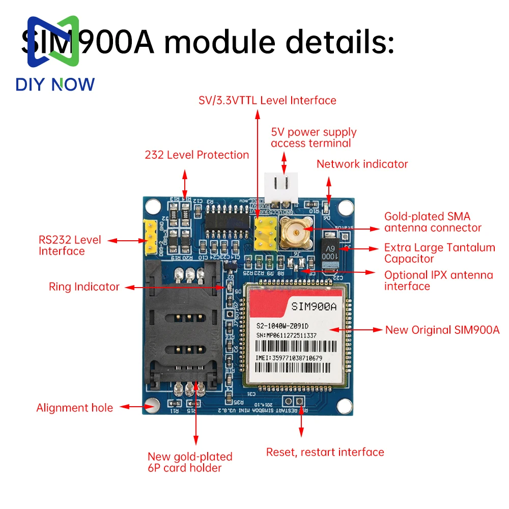 SIM900A V4.0 Wireless Data Transmission Module GSM\GPRS\STM32\ Board Kit With Antenna TC35i Line Expansion Module