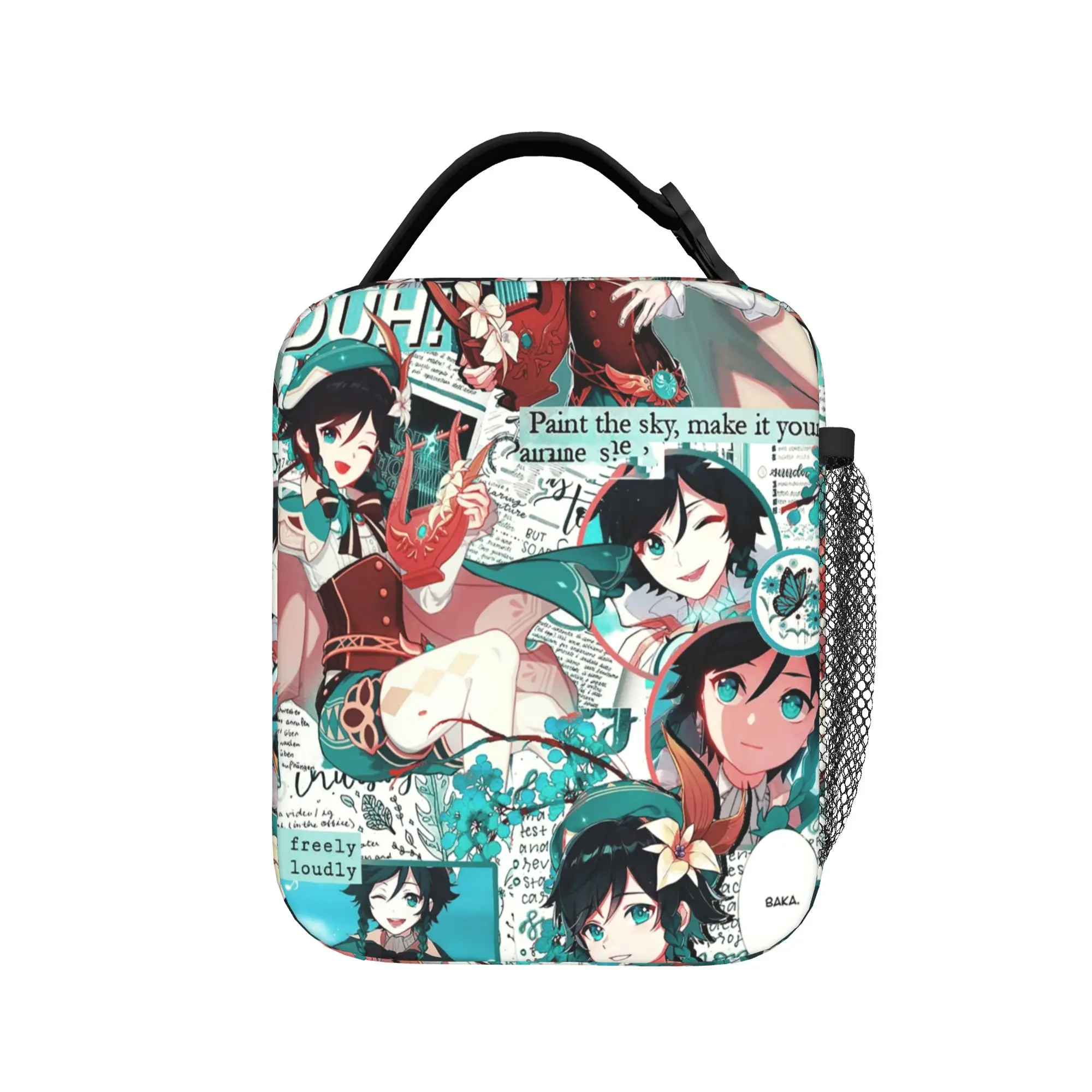 Genshin Impact Venti Insulated Lunch Bags Cooler Bag Meal Container Barbatos Leakproof Tote Lunch Box Men Women College Picnic