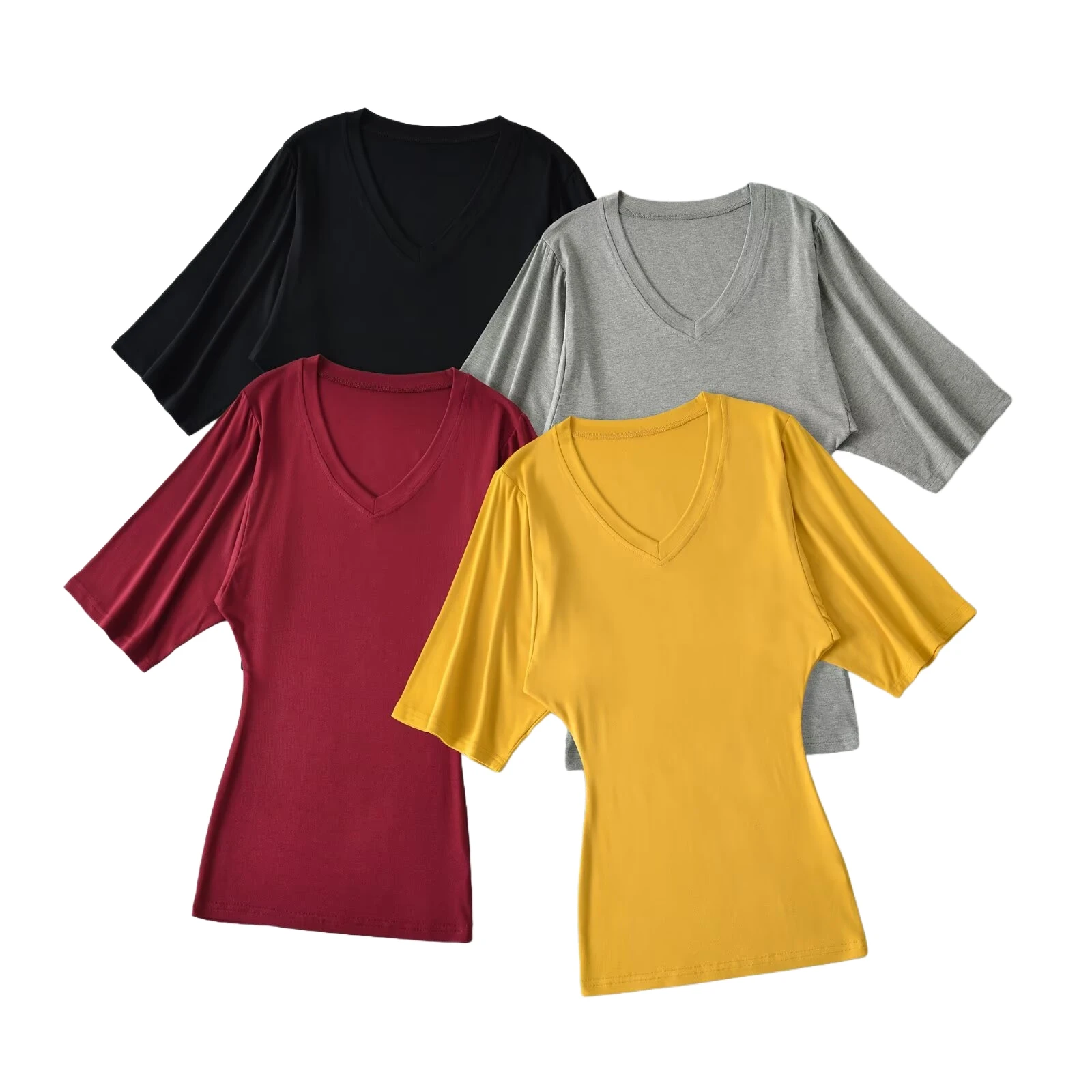 Minceur v-ne 3/4 Sve t-shirt Dr femmes coupe ample jupe ort ceinturée tenue décontracté saison d'été origine chinoise