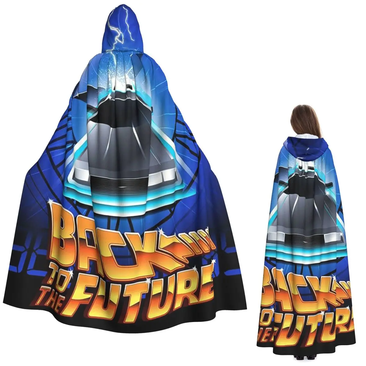 

Длинный плащ с капюшоном «Назад в будущее», средневековый костюм ведьмы, накидка для косплея, Хэллоуин, вампир, для взрослых, унисекс