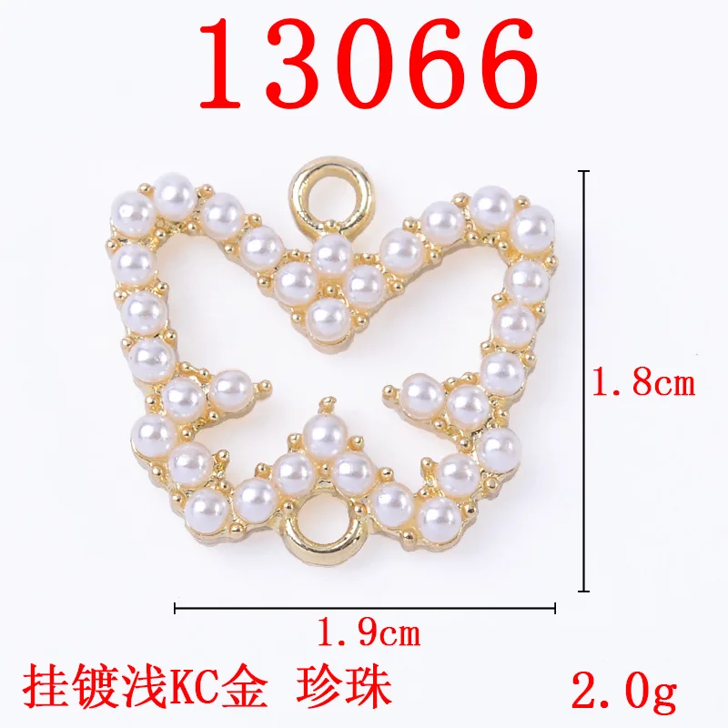 50PCS 18*19mm Gold tone Alloy Material Crystal/Pearl Butterfly Connector Charm for Earring DIY handmade Jewelry Making Wholesale