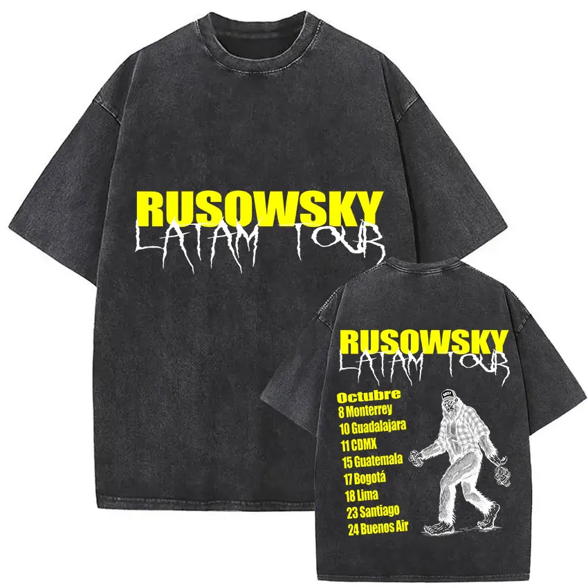 محدودة الراب رووسكي ديزي جولة 2025 خمر غسلها تي شيرت الرجال النساء الهيب هوب القوطية موضة تي شيرتات قصيرة الاكمام الشارع الشهير #6