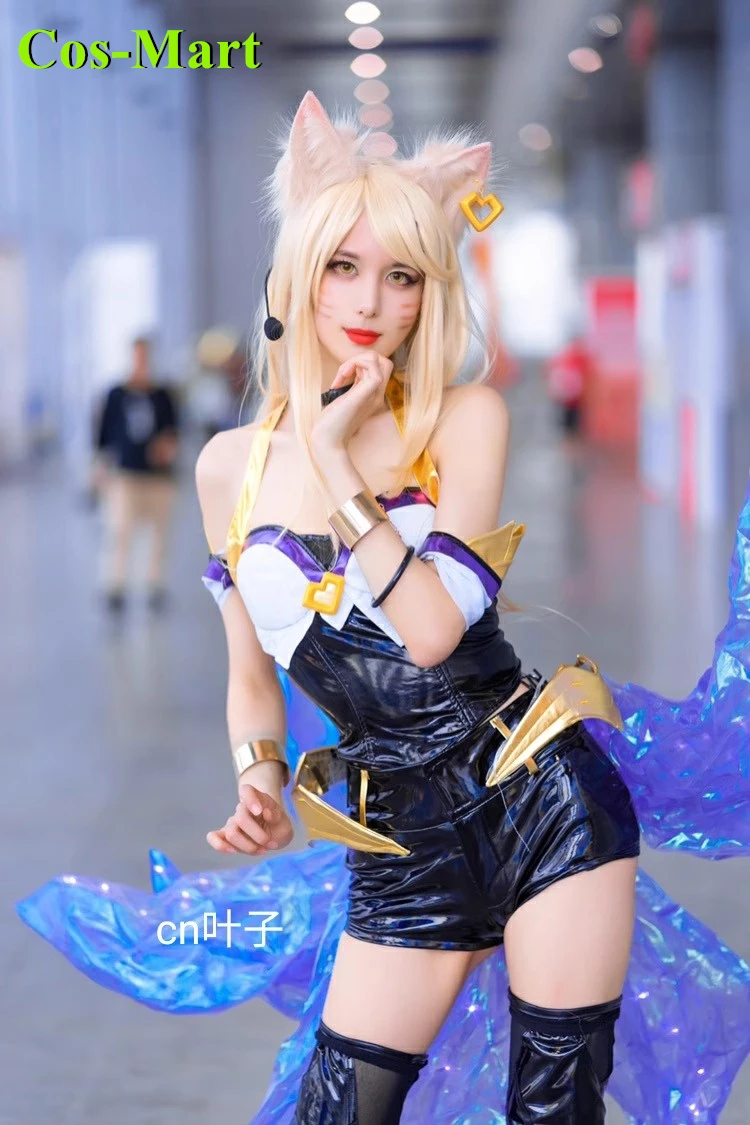 Cos-Mart Game LOL Ahri Tails Cosplay Costume The Nine-Tailed Fox Fashion Party Role Play Clothing Hallowmas view 2