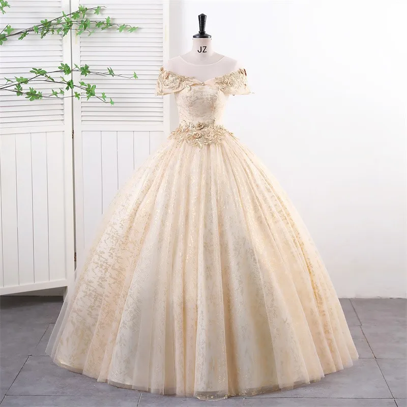 Ashley Gloria Champagne Quinceanera abiti festa di compleanno vestito formale Prom Ball Gown Plus Size Robe De Bal 2024 nuovi abiti