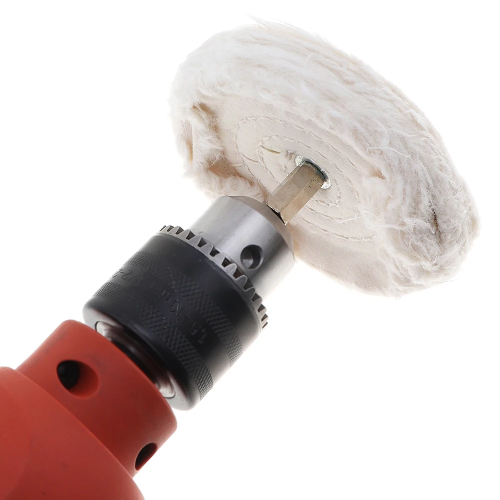 4 Inch 100mm Cylindrical White Cloth Polishing Wheel for Surface Polishing / Grinding with Diameter 6mm Shank