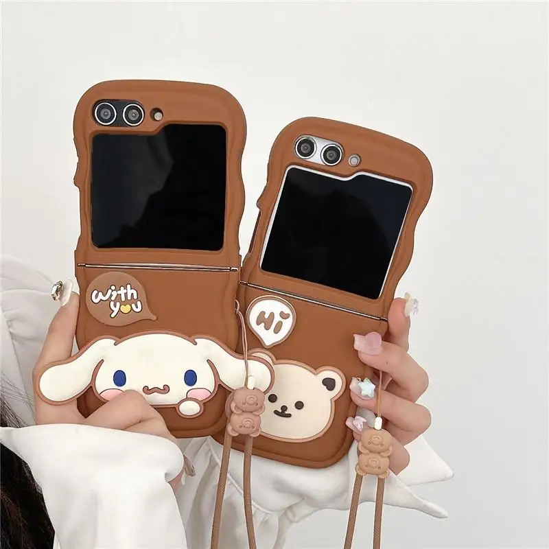 

Новый милый мультяшный чехол Sanrio Cinnamoroll для Galaxy Zflip 5/6 Zflip 3/4, складной защитный чехол для экрана, чехол для телефона