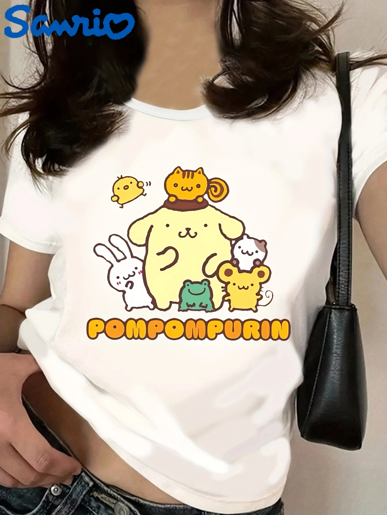 

Sanrio Hello Kitty&Pomomurin Men's and Women's Casual Short sleeved T-shirt - Cute Cartoon Pattern Print,