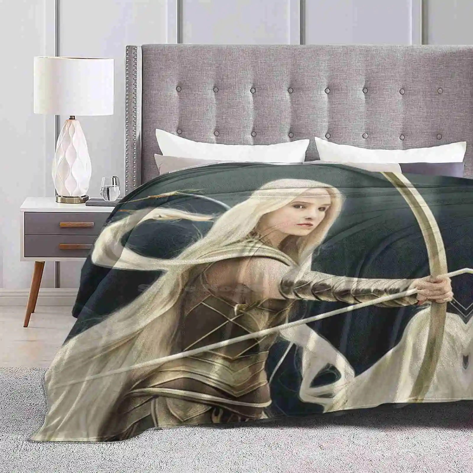 Elf Warrior , Long Blonde Hair. Beautiful Mysterious Women. Lore And Adventure All Sizes Soft Cover Blanket Home Decor Bedding