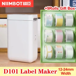 25mm D101 Niimbot Label Thermal Printer Maker Machine With 6 / 9 Rolls Color Cute Label Sticker Paper Rolls D11 Upgrade