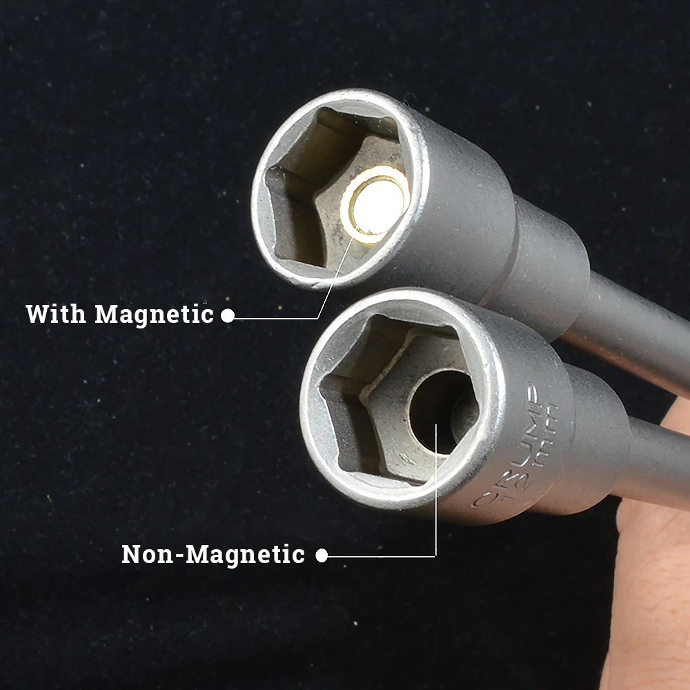 Socket Bits 5.5mm~19mm Non-Magnetic Electric Wrench Socket 200mm Length Impact Socket Adapter for Power Tools 1/4 in. Hex Shank