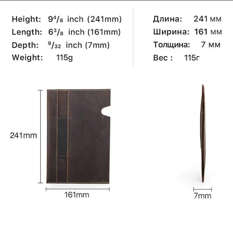 Handmade Crazy Horse Leather A5 Notebook Cover with Pen Slot Simple Clasp Cowhide Diary Case School Office Supplies Stationery