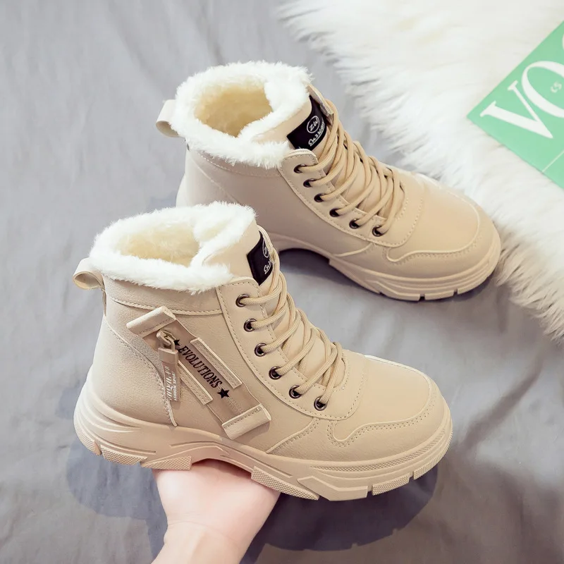 

Thick Platform Snow Boots Plus Size Warm Snow Boots Faux Fur Lined Snow Boots Elevated NonSlip Winter Shoes For Women