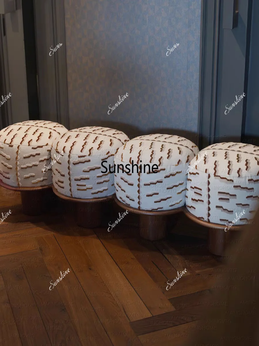 Retro style solid wood sofa stool light luxury high-end bedroom bedside bench