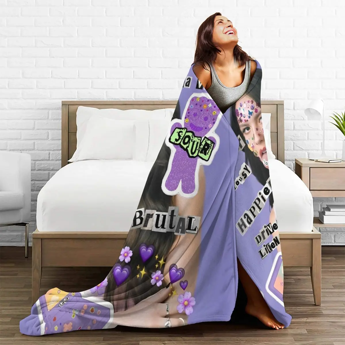 Olivia Vampire Rodrigos Sour Flannel Blanket Warm Soft Throw Blanket for Couch Bed Travel Office Funny Bedspread Sofa Bed Cover