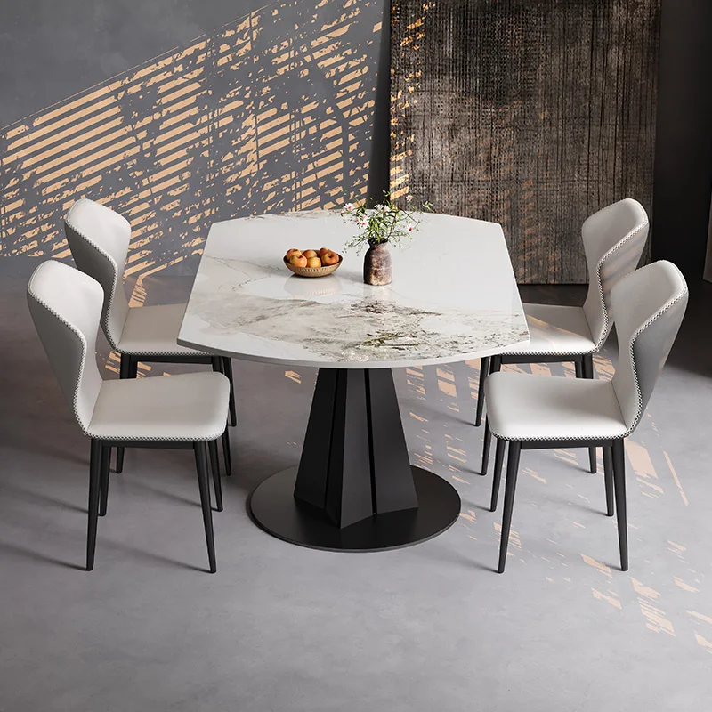 

Комбинация минималистичного обеденного стола из каменной плиты в итальянском стиле, выдвижной современный минималистичный домашний обеденный стол с обоих квадратных радиусов
