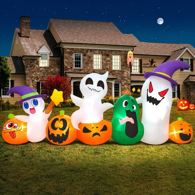 Decorazione gonfiabile per esterni per la casa di Halloween Strega Fantasma Zucca Festa Cosplay Prop Vacanza Esplosione Decorazione da giardino con LED L
