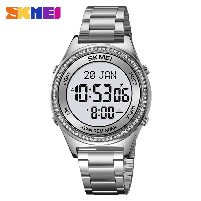 ساعة SkmeiMen الإلكترونية، إشارة مرجعية، اتجاه موجه، ساعة إلكترونية متعددة الوظائف، حزام فولاذي مستدير