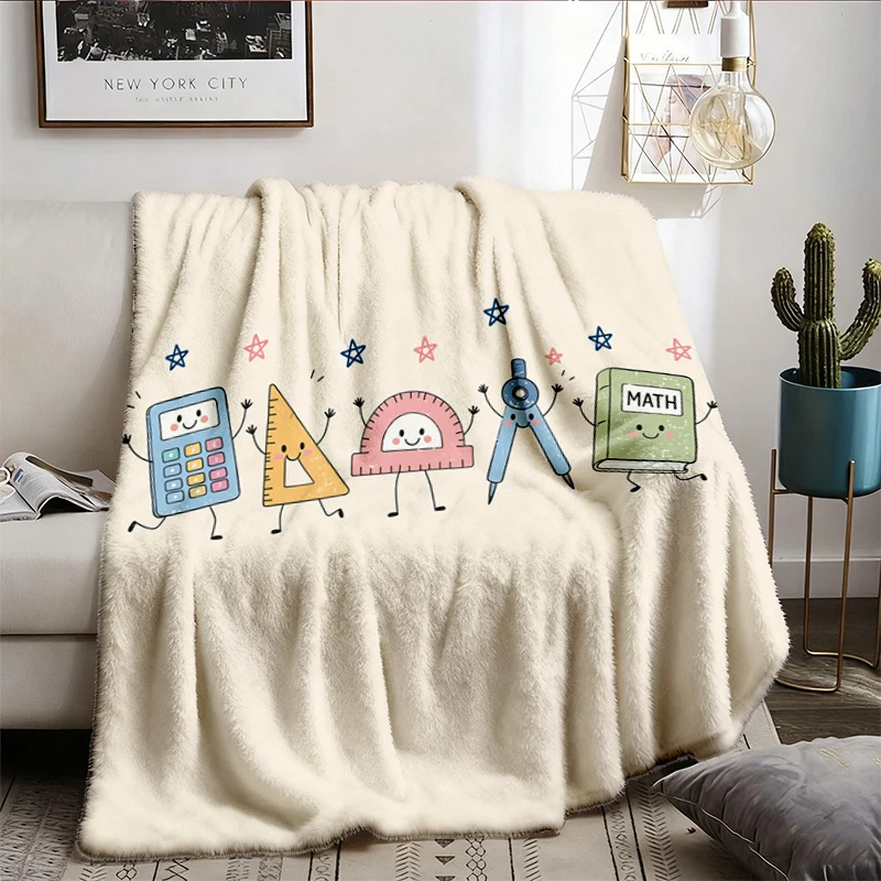 Funny Math Teacher Flannel Blanket, Doodle Geometry Teacher Flannel Throw, Middle School Math Teacher Gift