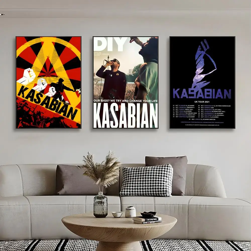 british rock band decor K-Kasabian Poster Retro Kraft Paper Sticker DIY Room Bar Cafe Aesthetic Art Wall