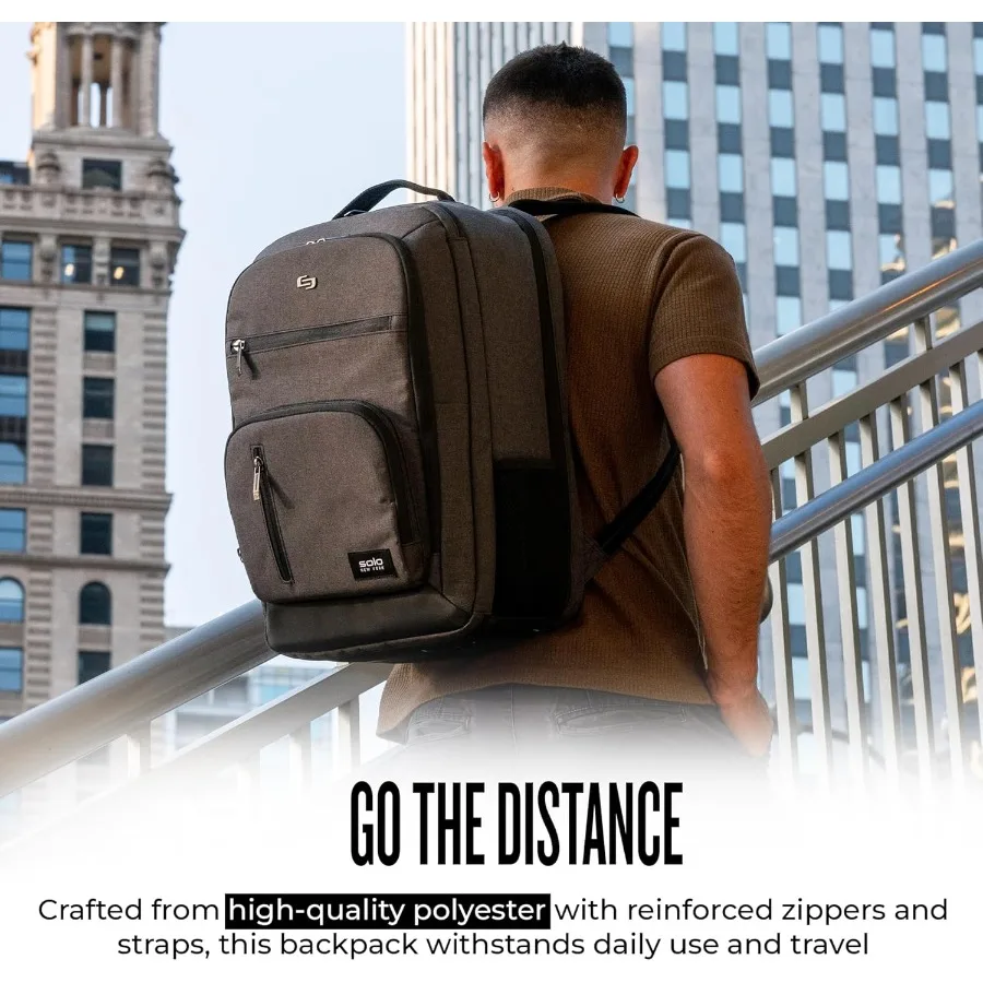 حقيبة ظهر للكمبيوتر المحمول Solo New York TSA للنساء والرجال - حقيبة كتب للسفر والعمل، حقيبة خفيفة الوزن، جيوب جانبية شبكية #5