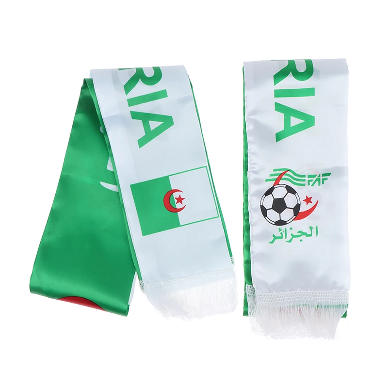 12*145CM Algeria Flag Custom Scarf Football Team Scarves Printing Satin Banner