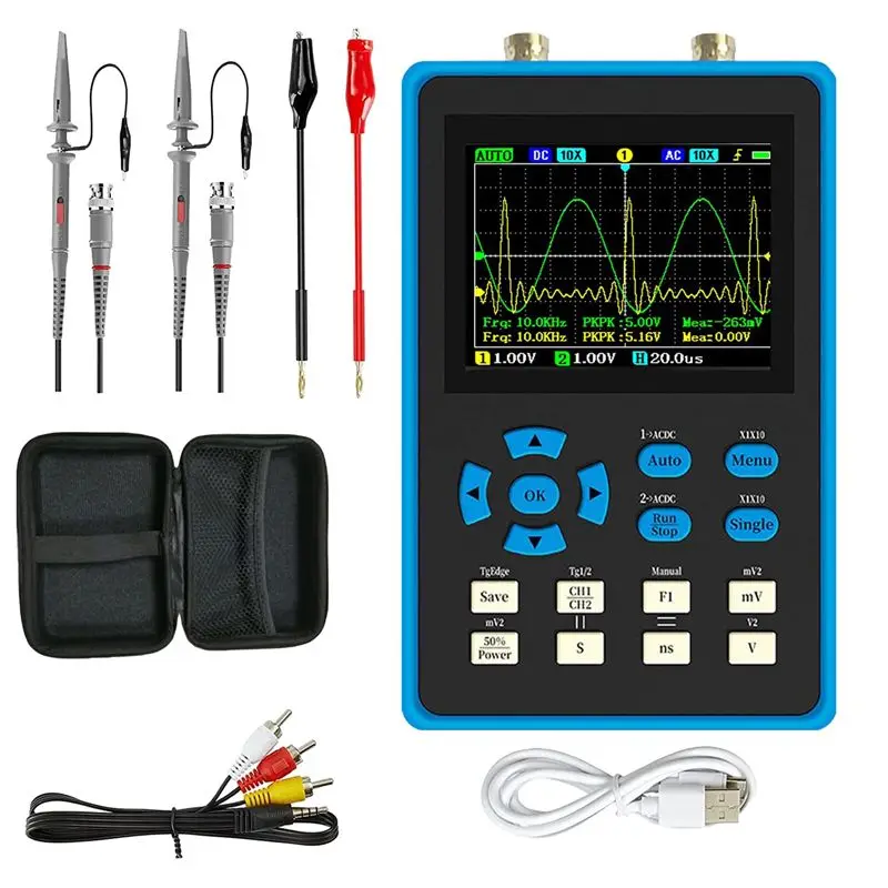 AS60-DSO2512G Oscilloscope - 2-In-1 Digital Oscilloscope & DDS Signal Generator, 120Mhz Bandwidth 500Msa/S Sampling Rate