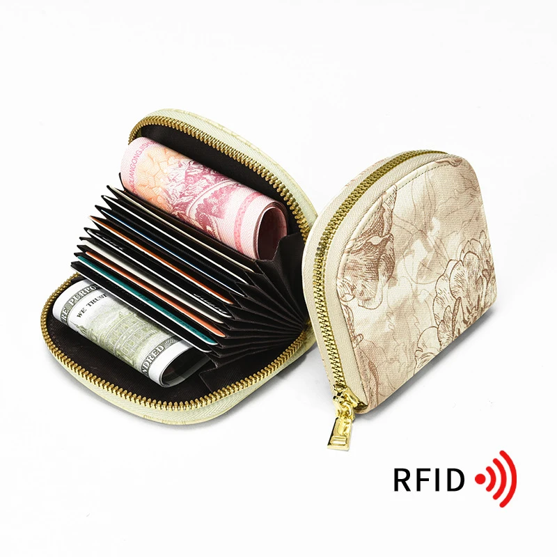 Mini portafoglio da donna con blocco RFID Porta carte in pelle PU Portamonete chiave Pochette piccola antifurto multi slot stile coreano