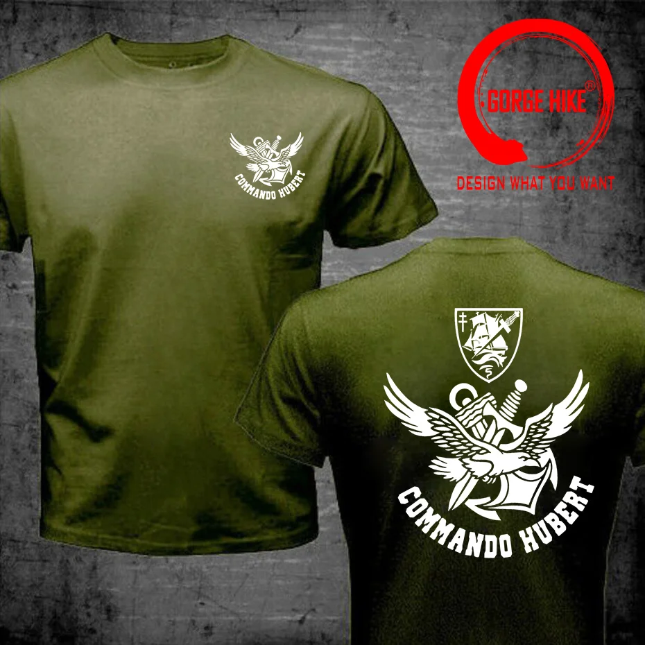 Summer T Shirts French Special Forces Marines Combat Swimmer Frogmen Commando Hubert Marine T-Shirt Double Side Printing T-Shirt