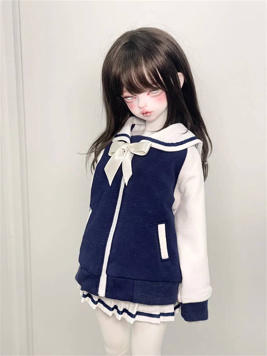 BJD/SD Doll Clothes Sets 1/3 1/4 1/6 Girls msd sd13 yosd Student Uniform Skirt In Stock Sailor Collar Black Doll Accessories
