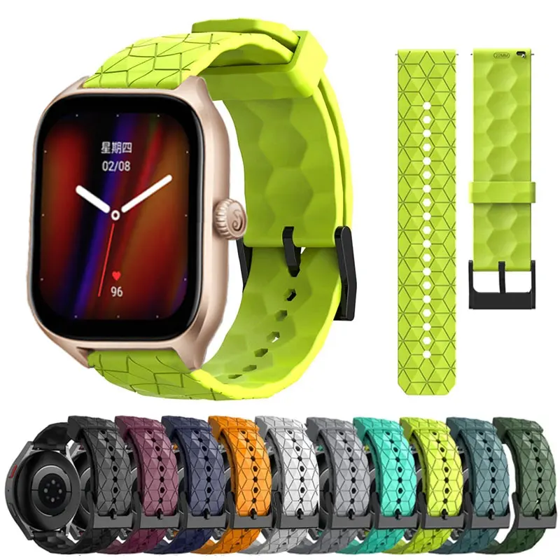 20mm 22mm Silicone Strap For Amazfit GTS 2/3/4/2e Mini GTR 2/3/4 42mm 47mm Bracelet Huawei GT 2/3 Football Pattern Sport Band