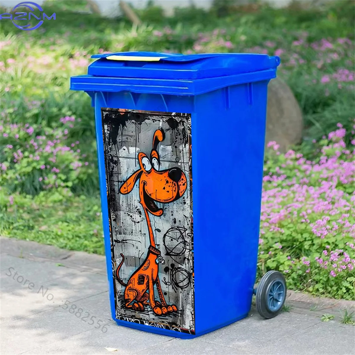 Funny Cartoon Horse Trash Can Stickers Smiling Animal Cat Sheep Vinyl Decal Home Decor Waterproof Anti-Slip Bin Decor Easy Cle view 4