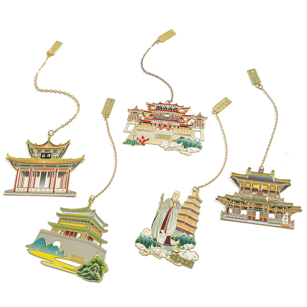 Chinese tourist attractions stainless steel pendant bookmarks, reading page annotations bookmarks, students using classic text