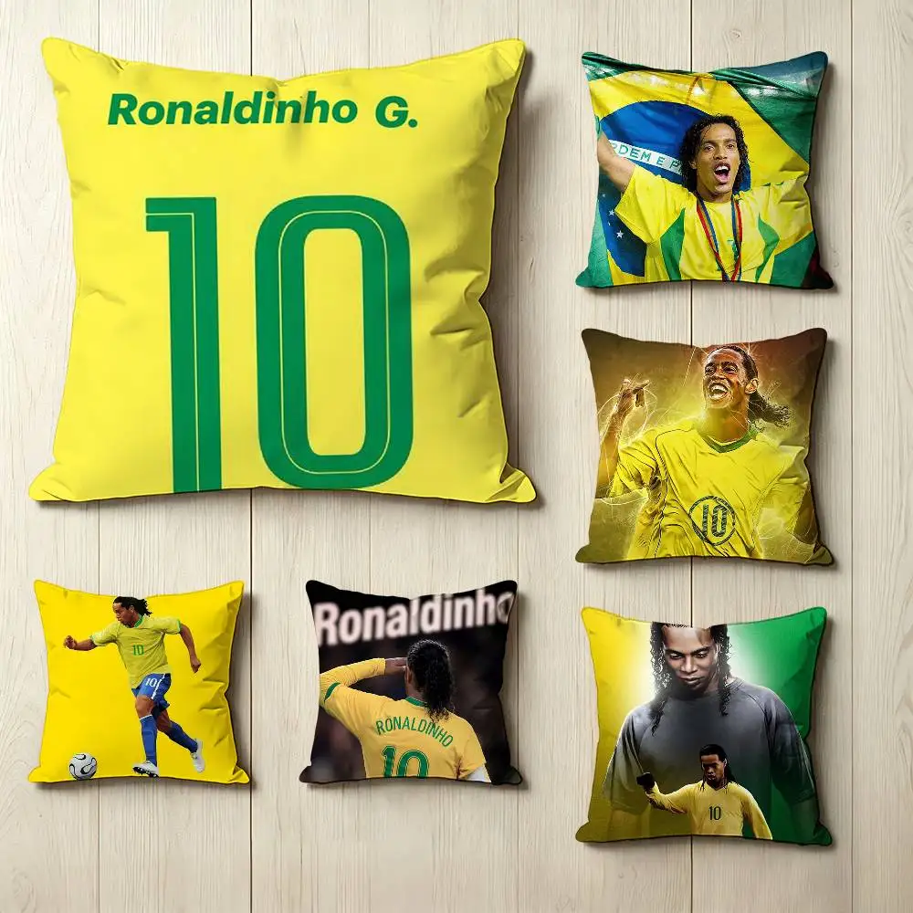 Brazilian football R-Ronaldinho  Square Double-Sided printed Pillow Case Bedroom Bedside Pillow Sofa Cushion Cover