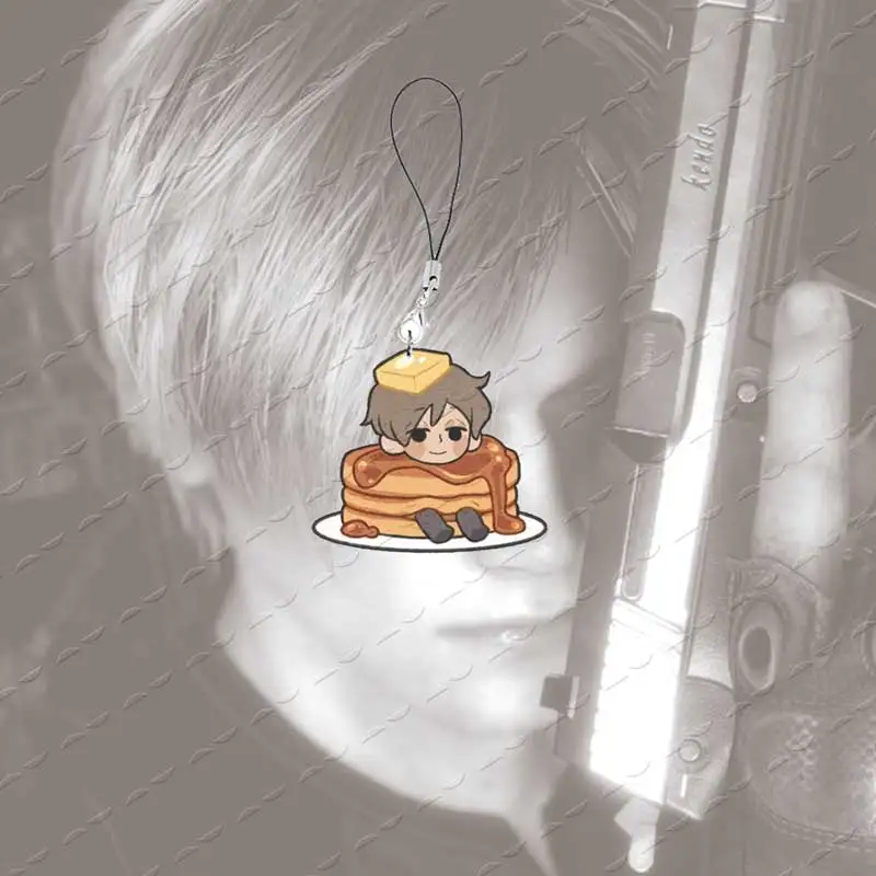 Popular Horror Video Game leon  Acrylic Mobile Phone Charms leon Small Pendant Phone Chain Ring Fans Gamers Gift
