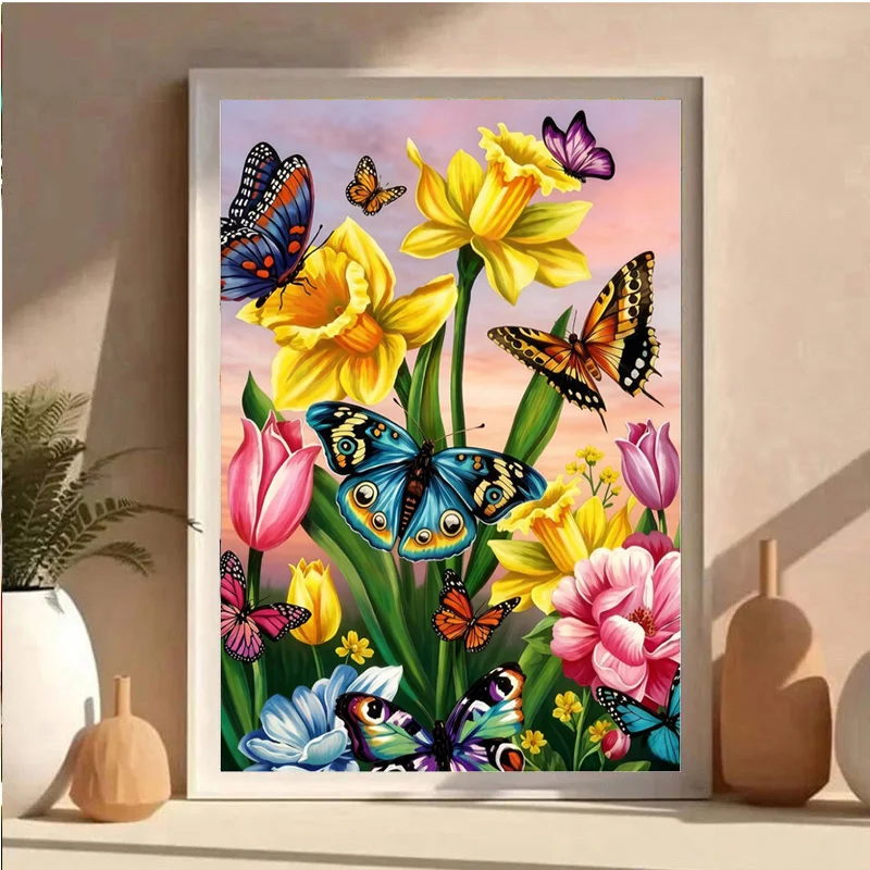 AB Diamond DIY Diamond Painting Kit, featuring flower and butterfly designs, is ideal for adults and beginners alike.