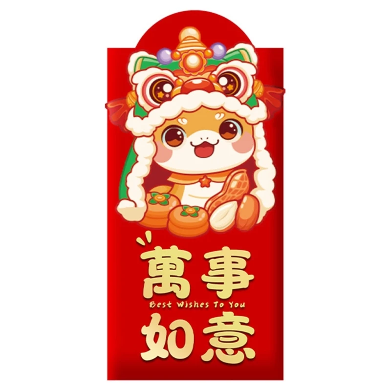 6Pcs/4Pcs Chinese New Year Decoration Cartoon Snake Theme Redness Envelopes Spring Festival Money Packets for Children