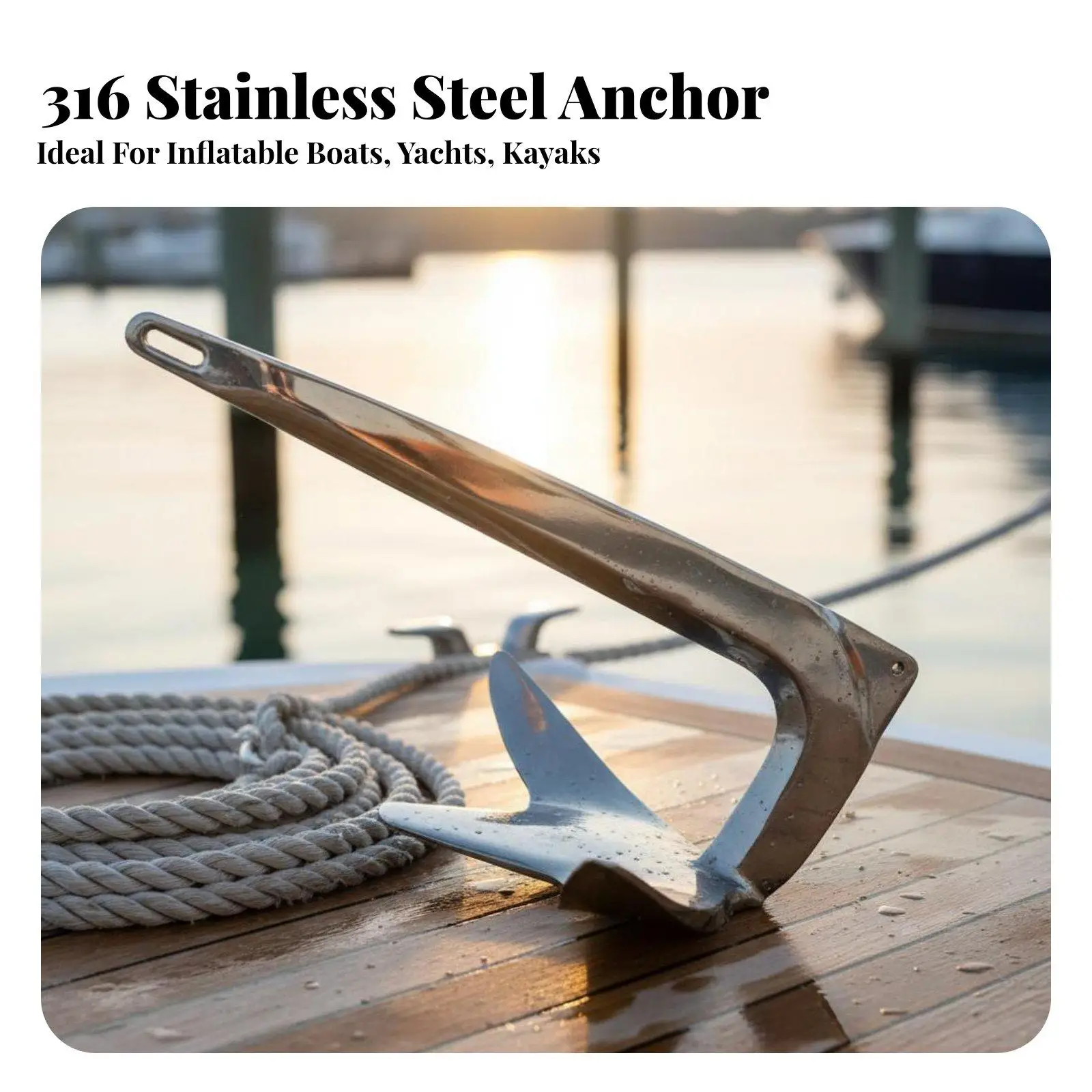 4-Claw Boat Anchor Foldable Design 4-Prong Folding Boat Securing Device Hardware for Yacht Owners, Fishermen, Anchoring,
