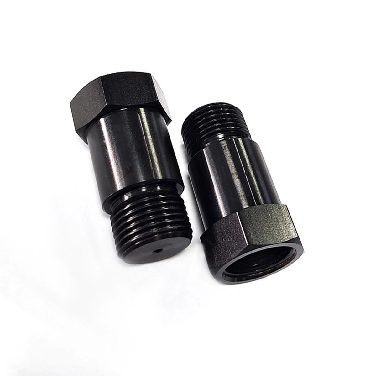 2PCS Car Modification 43mm New O2 Oxygen Sensor adapter Black steel Angled Extension Connector M18x1.5 Adapter CEL Fix