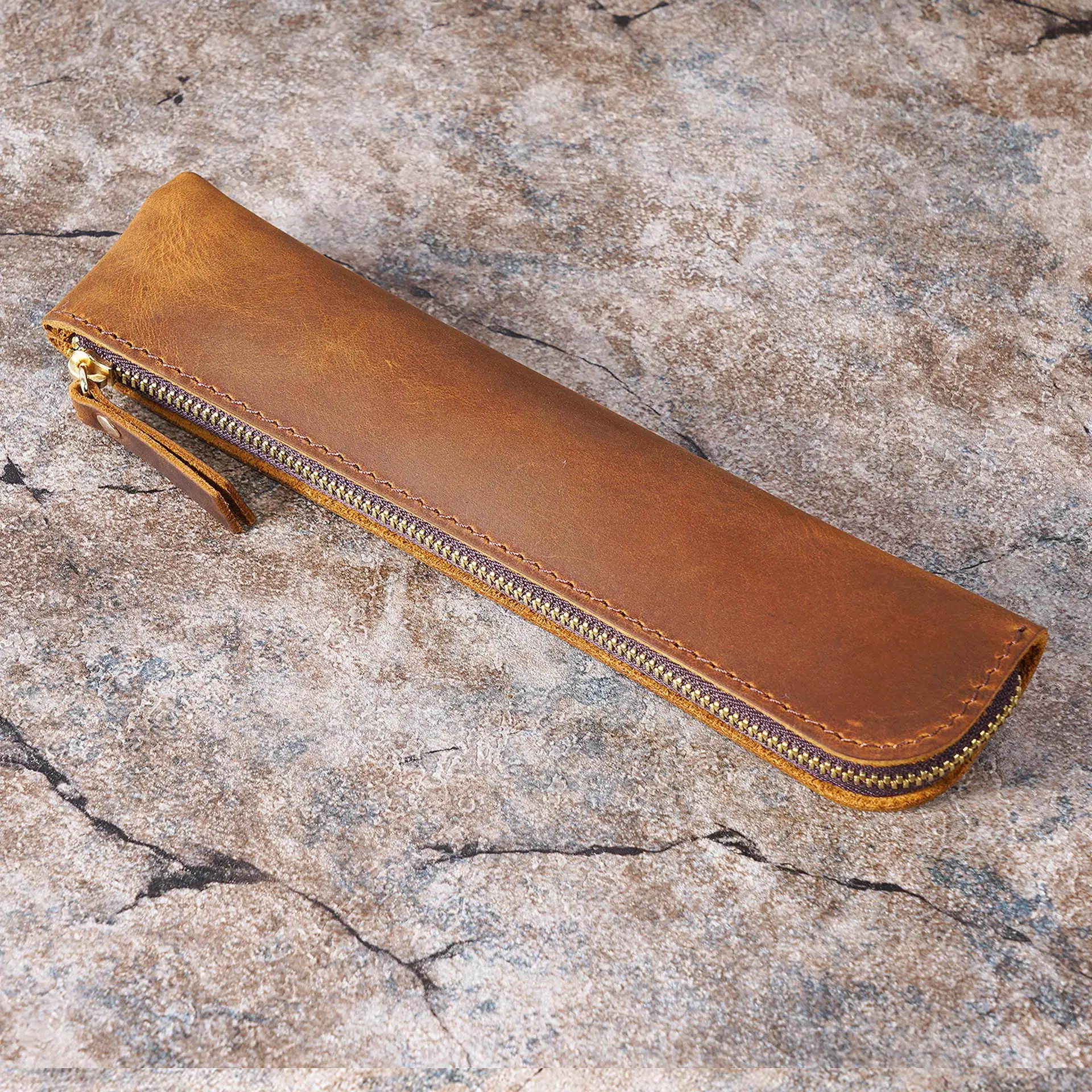 Cowhide Vintage Simple Pen Case Apple iPhone Protective Case iPad Pencil Pen Holder Case Storage Case Pen Bag