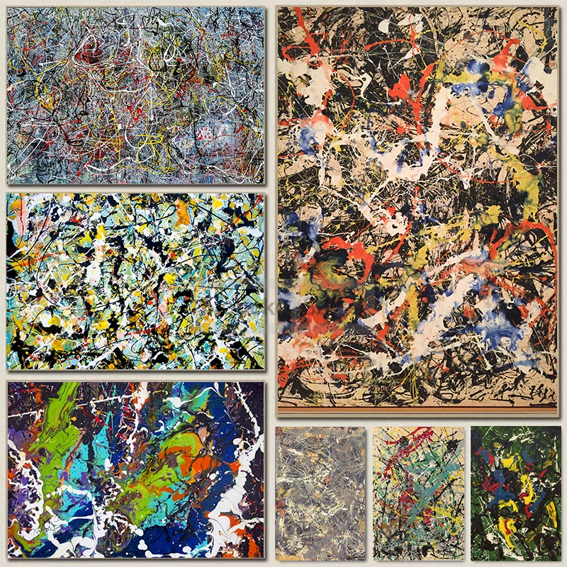 Abstract Expressionism Jackson Pollock Free Line Mural Poster and Prints Canvas Painting Wall Art Pictures Home Room Decor