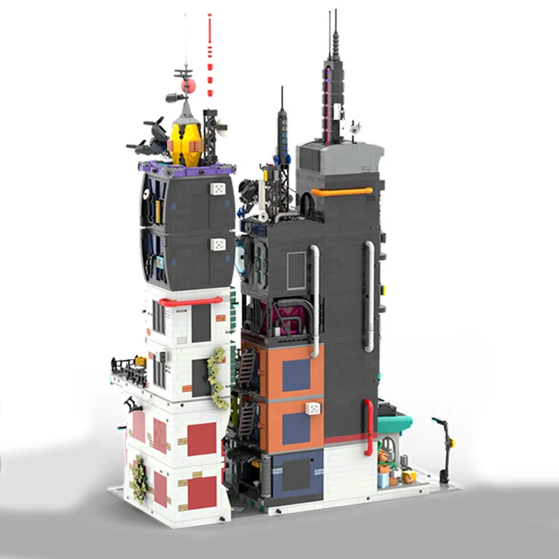 City Street View Model MOC Building Bricks Urban Architecture Scene Modular Technology Gifts Holiday Assemble Children Toys Suit