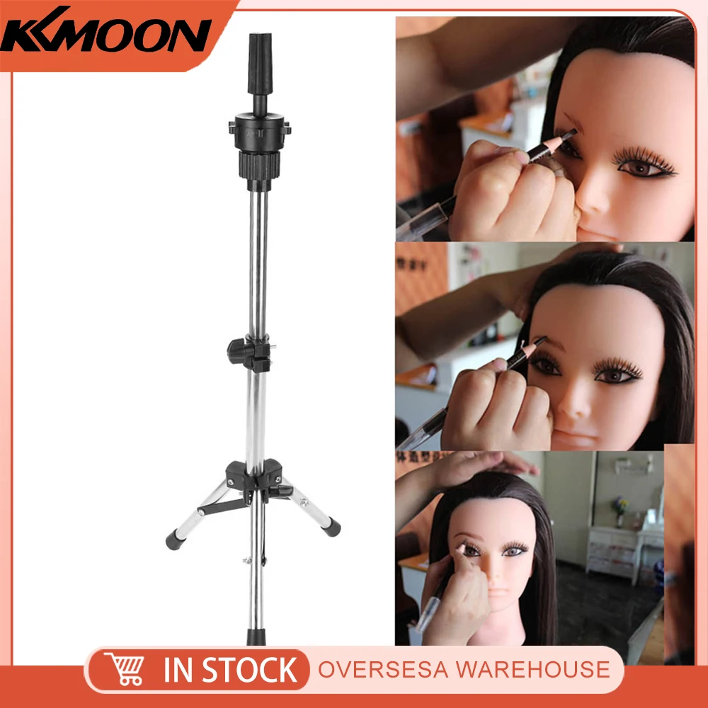 

Hairdressing Training Head Holder Adjustable Salon Model Mannequin Head Tripod Stand Silver