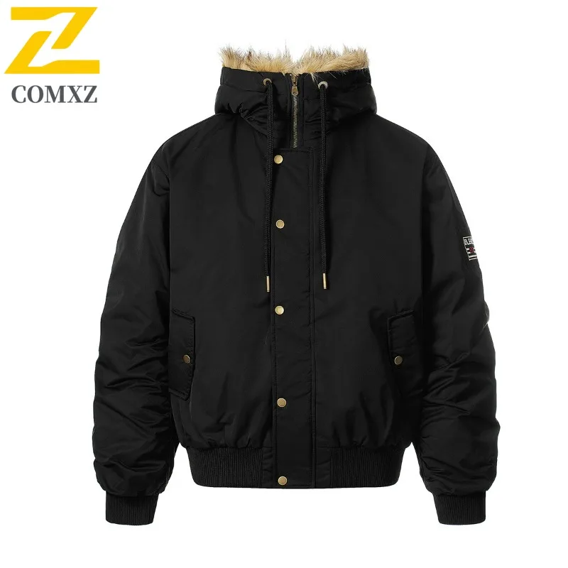

COMXZ Men's Winter Jacket Warm Korean Style Ski Trip Cotton Padded Jacket Street Look Minimalist Design Snow Hiking Padding Coat