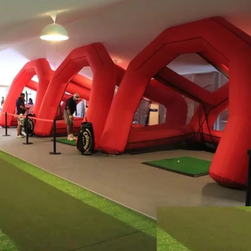 Оптовая цена по прейскуранту завода-изготовителя для занятий гольфом на открытом воздухе, надувная палатка для симулятора гольфа с сеткой