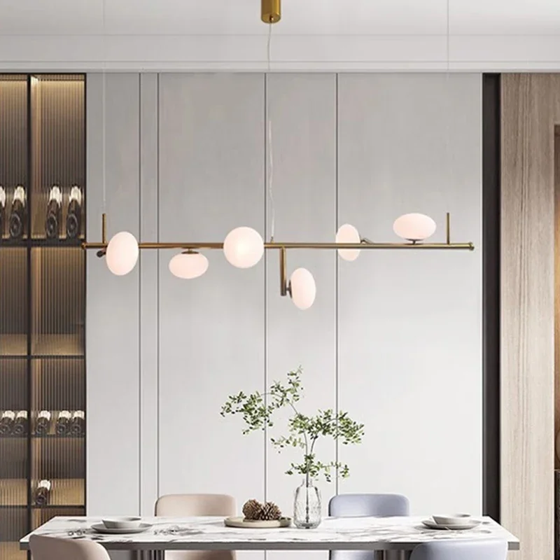 

Nordic Home Decor Minimalist Glass Led Pendant Lamp for Living Dining Table Room Office Fixture Gold Metal Lusters Luminaires
