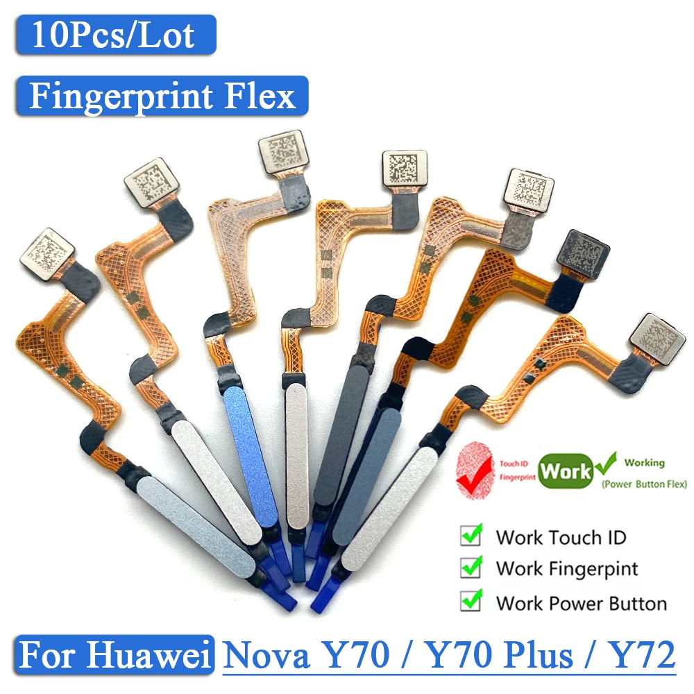 

10Pcs Fingerprint Sensor Flex Cable Power Switch On / Off Button Volume Key Cable For Huawei Nova 70 70 Plus 72 Fingerprint Flex