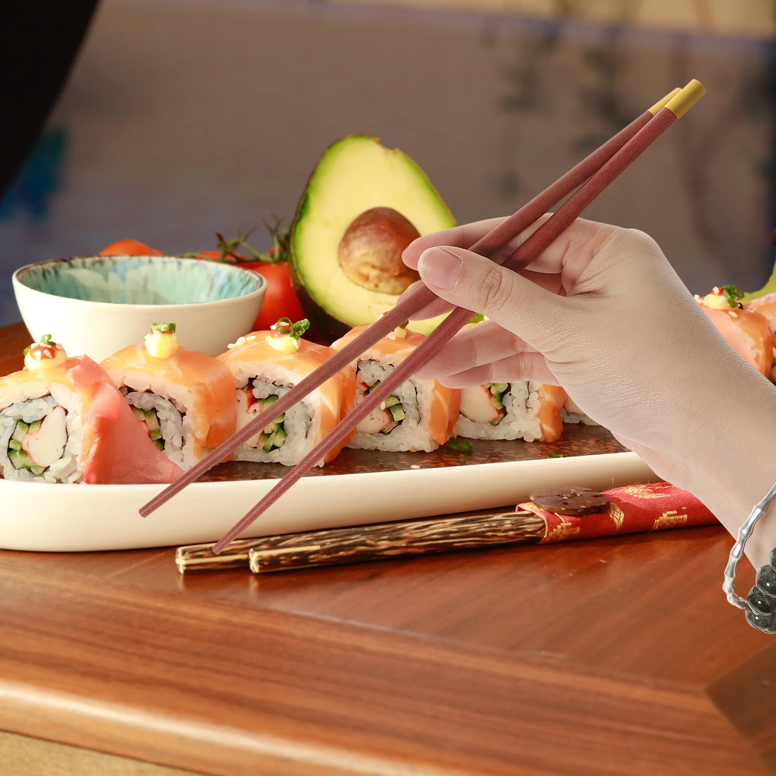 

10Pairs Wooden Chopsticks Elegant Modern Design Rust Proof High Hardness Wear Resistant for Daily Use Dining Home Accessories