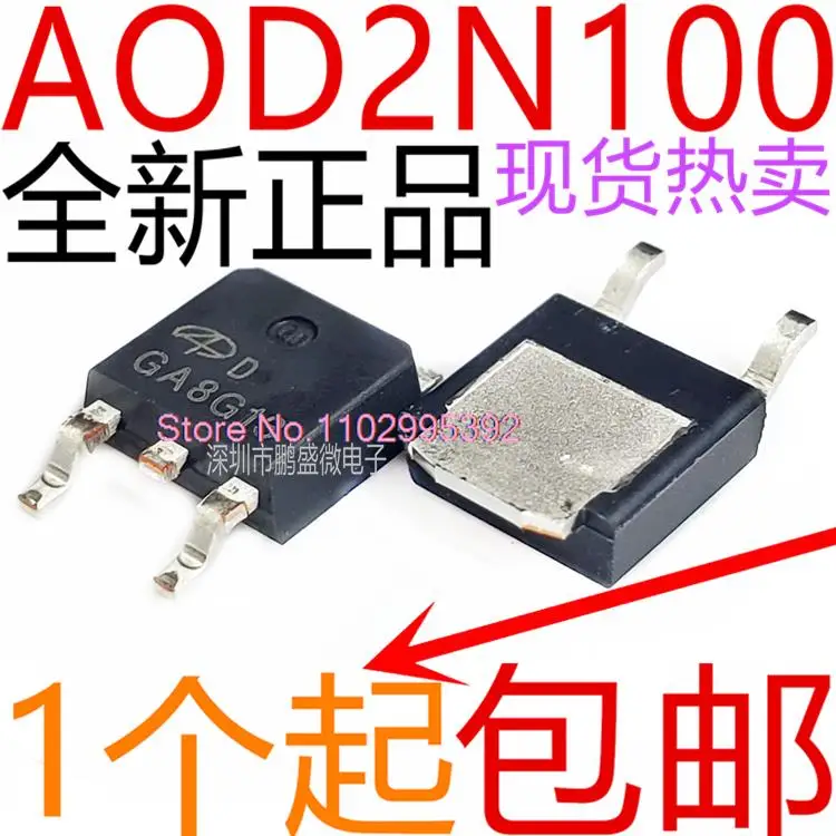 

10PCS/LOT AOD2N100 MOS 2A 1000V TO252 D2N100 Original, in stock. Power IC