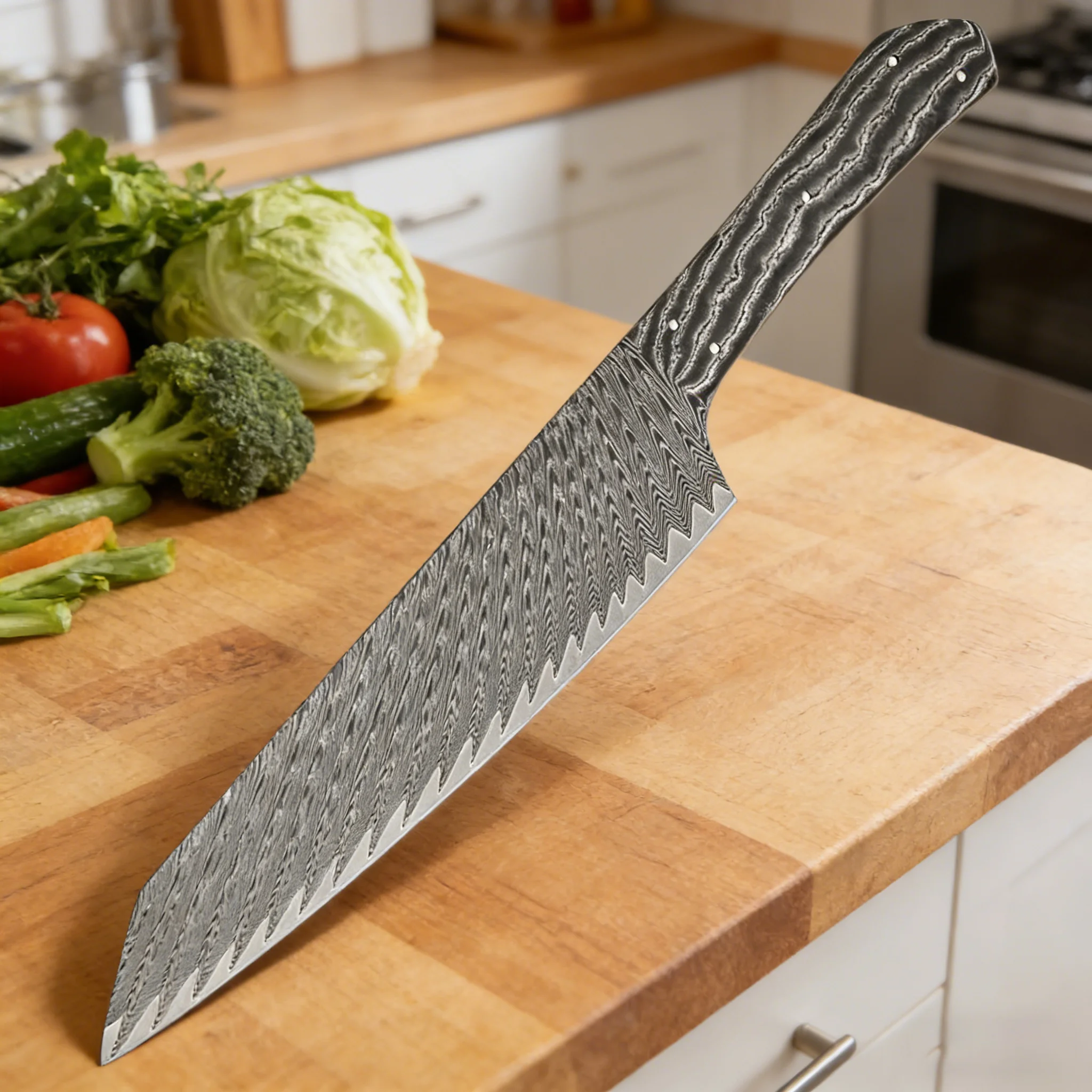 

XITUO Damascus Steel Blank Blade Handmade DIY Full Tang Damascus Blade Heat-treated Sharp Edges Kiritssuke Knife Making Mater